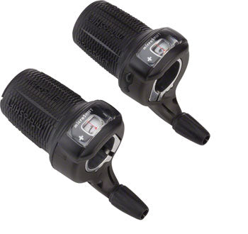 microSHIFT DS85 Twist Shifter Set, 9-Speed, Triple, Optical Gear Indicator, Shimano Compatible